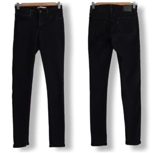 LEVI'S 711 Skinny Black Jeans Mid Rise Waterless Sz 25 - Picture 2 of 12